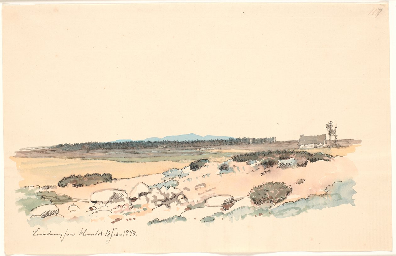Paesaggio da Hornbæk con il frutteto e Kullen sullo sfondo da Johan Thomas Lundbye