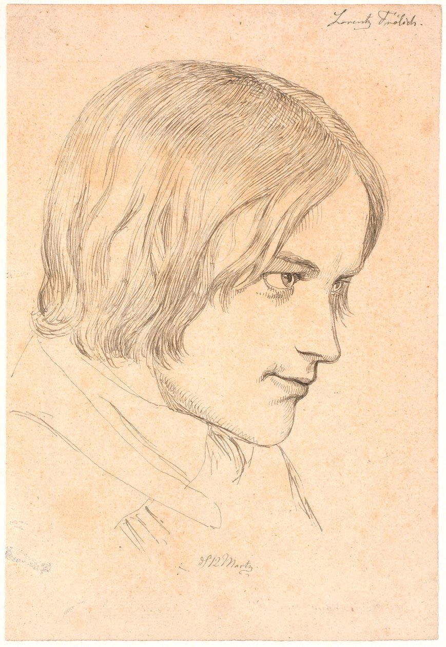 Ritratto del pittore Lorenz Frølich (1820-1908) da Johan Thomas Lundbye