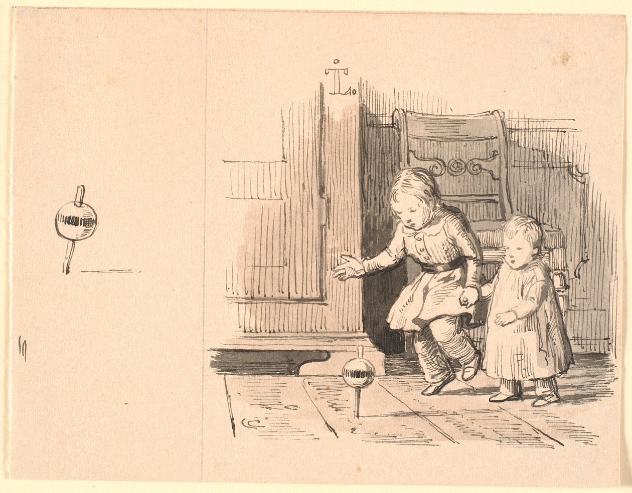 Rumlepotten. A sinistra piccolo studio di rumlepotten da Johan Thomas Lundbye