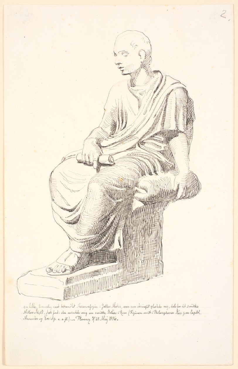Studio di una figura di uomo seduto da Johan Thomas Lundbye