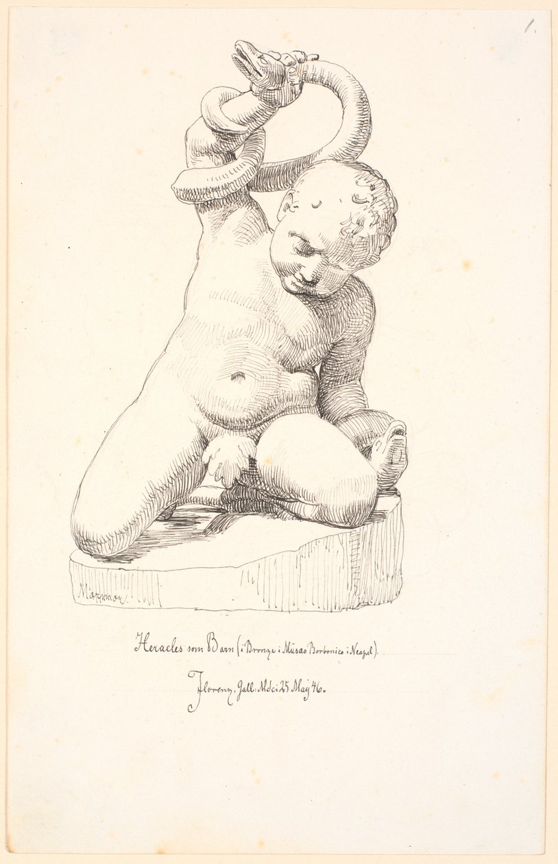 Studi di una figura di ragazzo con un serpente da Johan Thomas Lundbye
