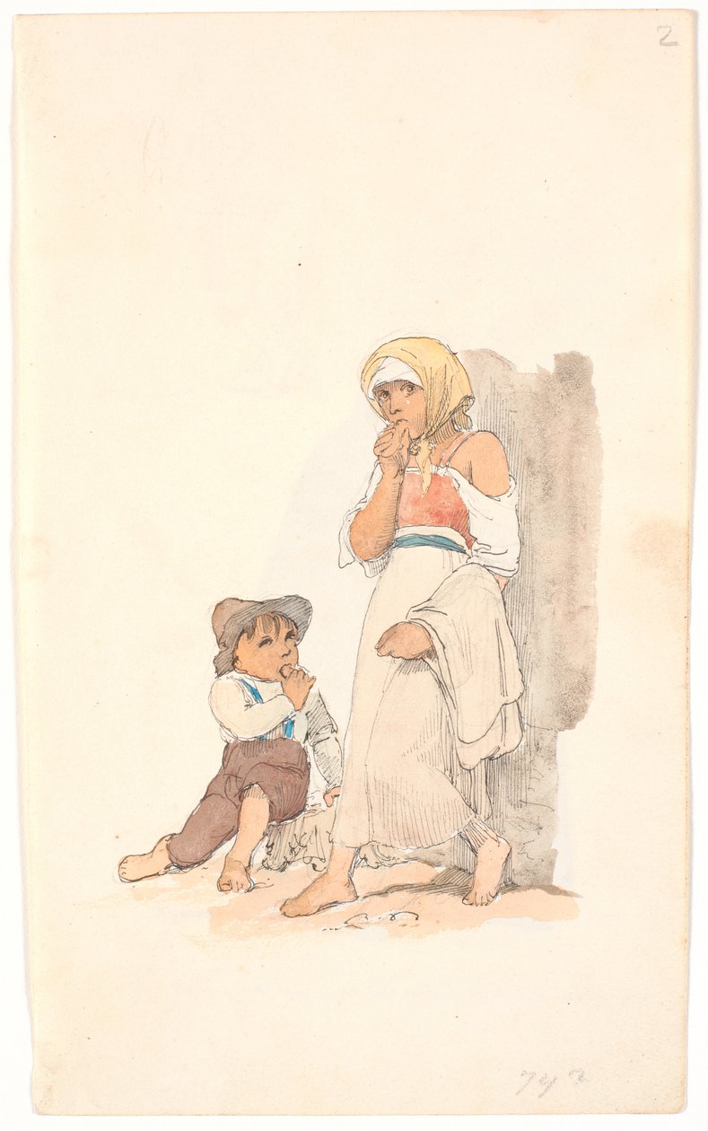 Bambini mendicanti che rosicchiano il pane da Johan Thomas Lundbye