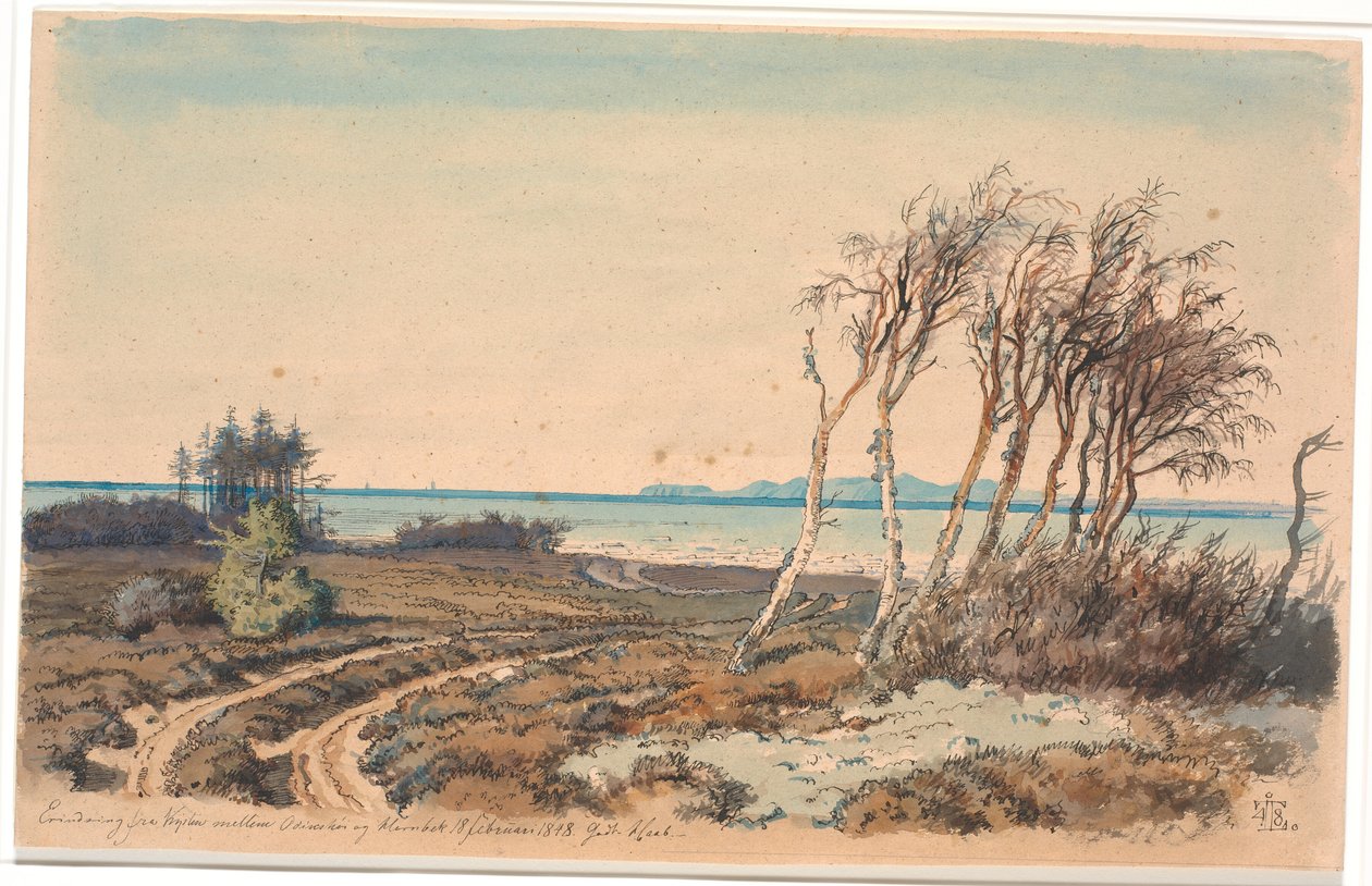 Vista verso Kullen dalla costa tra Odinshøj e Hornbæk da Johan Thomas Lundbye