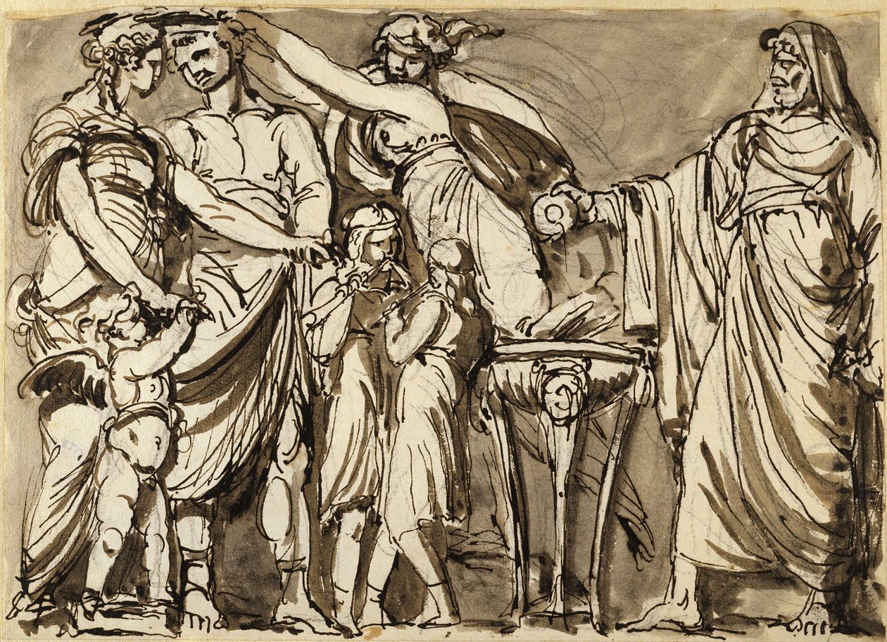 Bozza di rilievo raffigurante una scena nuziale antica da Johan Tobias Sergel