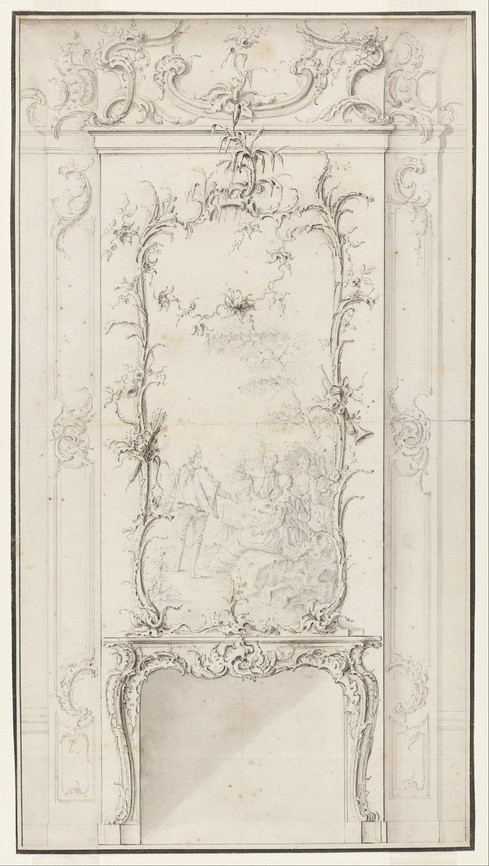 Progetto per un pannello murale con camino da Johann August Nahl