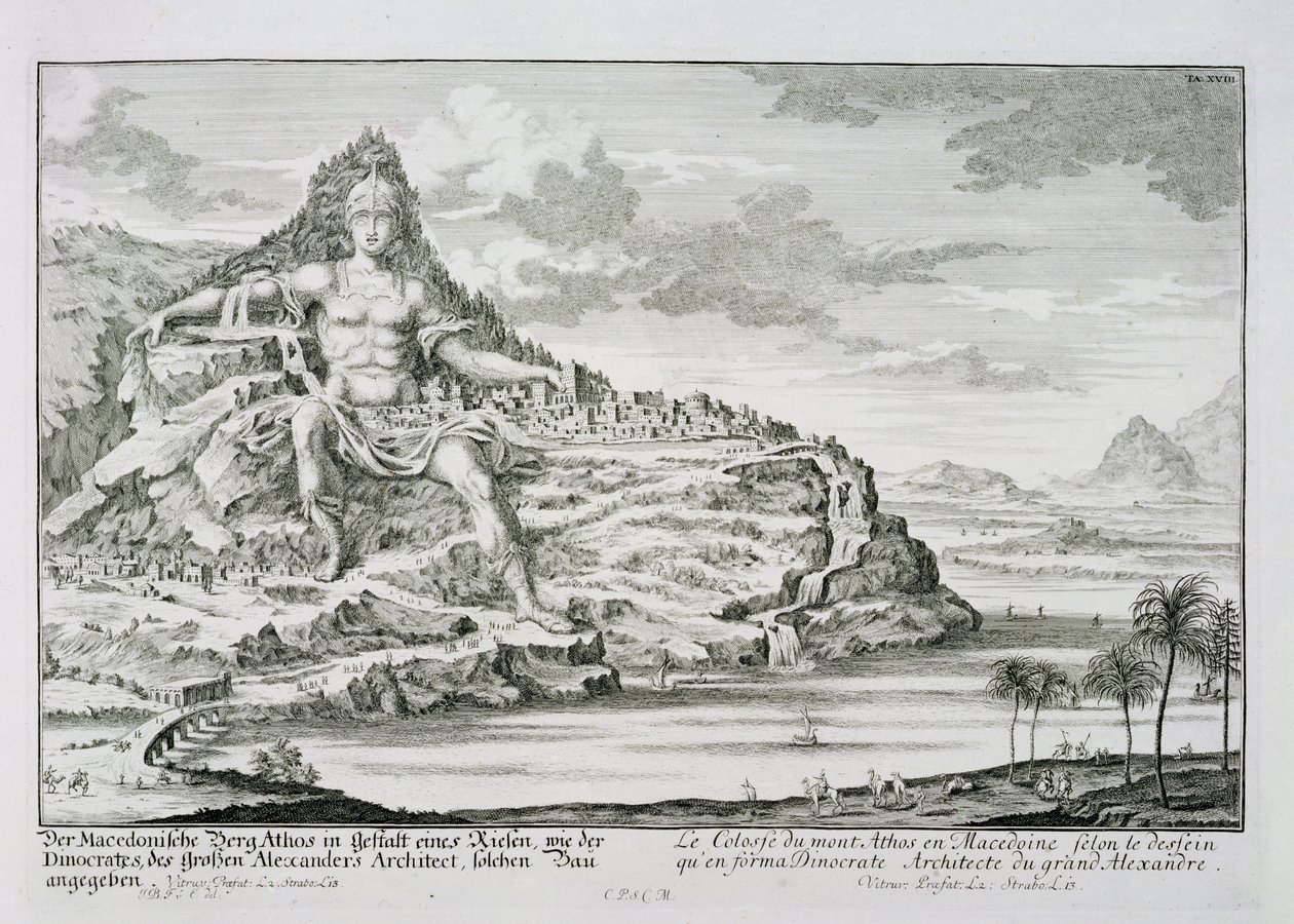 Il colosso del Monte Athos, Macedonia, un progetto di Dinocrate, l