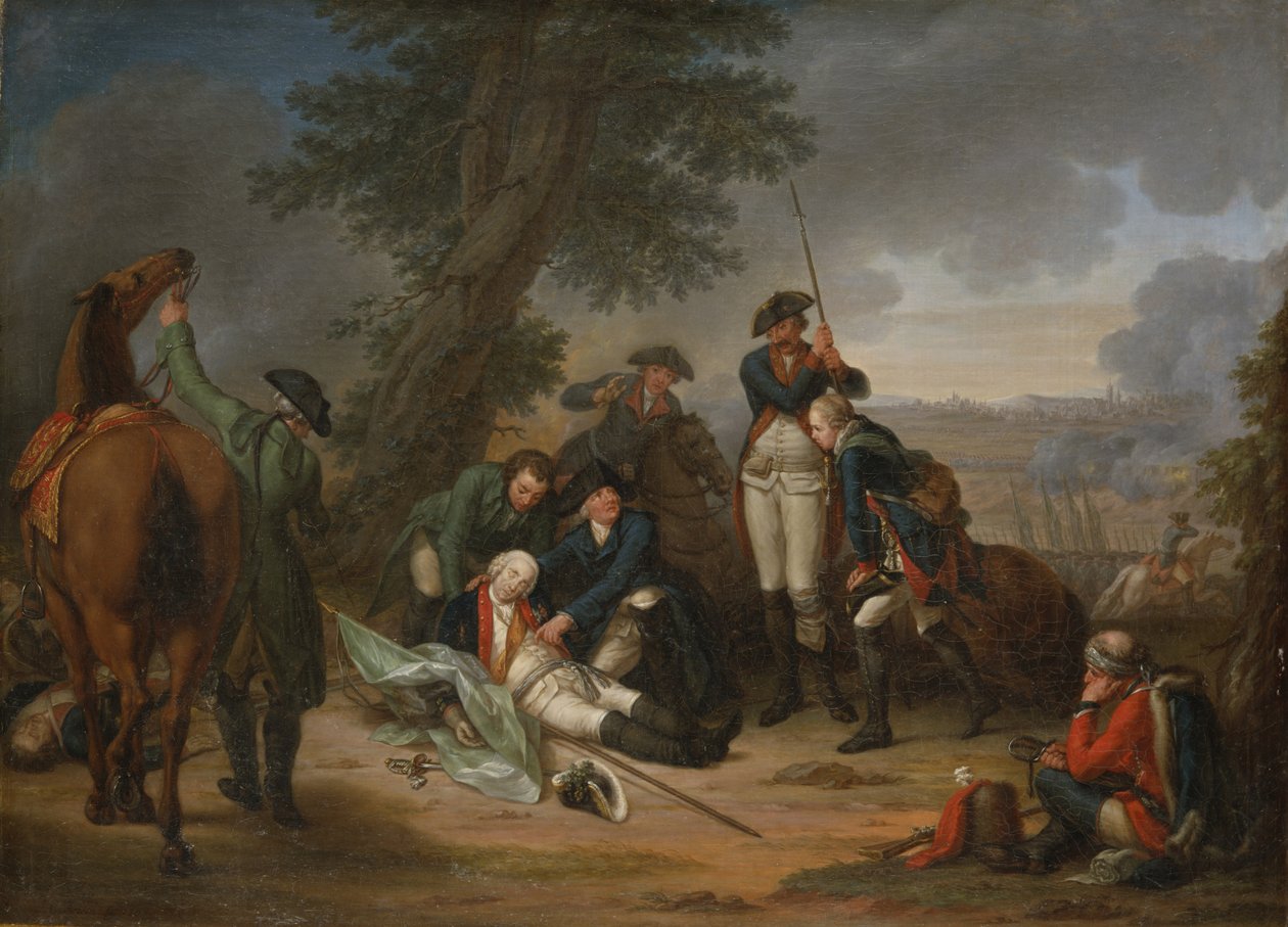 La morte del Feldmaresciallo Schwerin alla battaglia di Praga da Johann Christoph Frisch