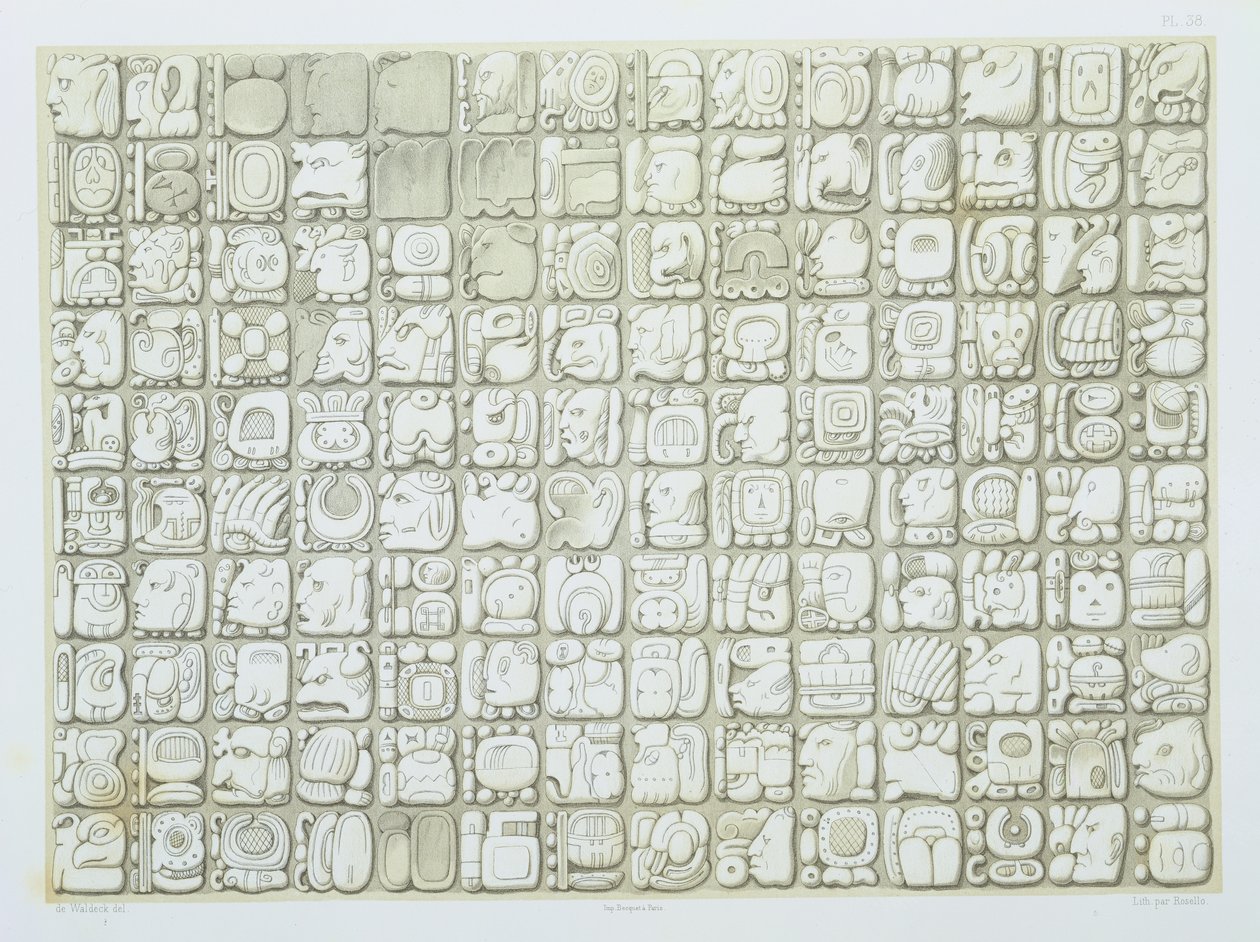 Placca di scrittura ideografica dal Tempio delle Iscrizioni, Palenque, c.692, tavola 38 da 