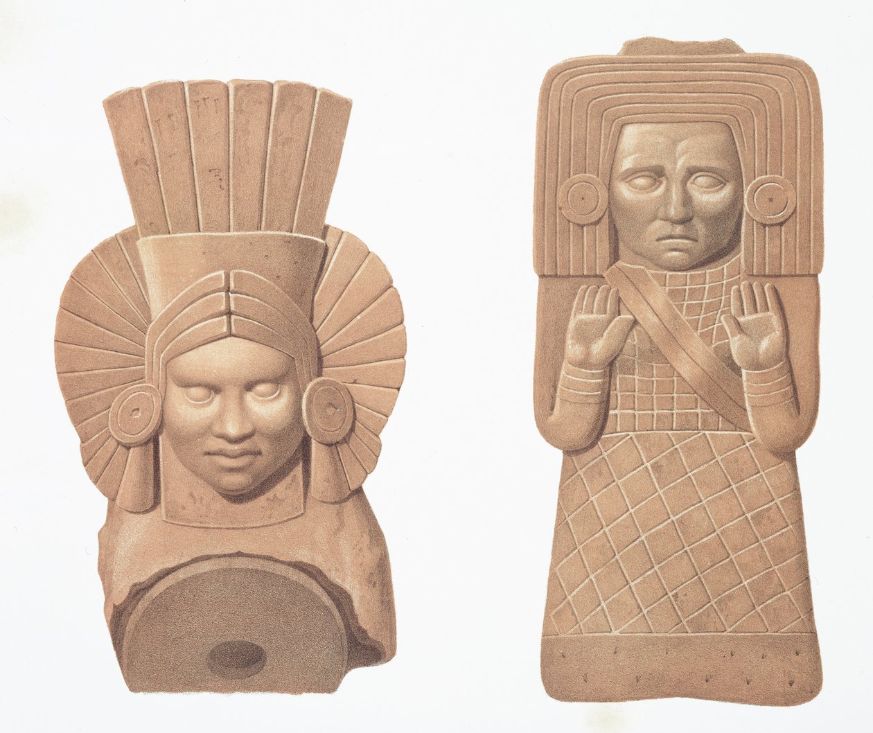 Due figure in terracotta di donne da Palenque, tavola da 