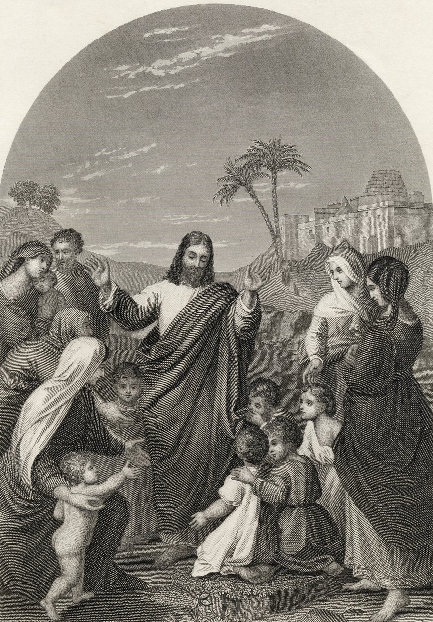 Cristo benedice i bambini, inciso da S. Allen, da 
