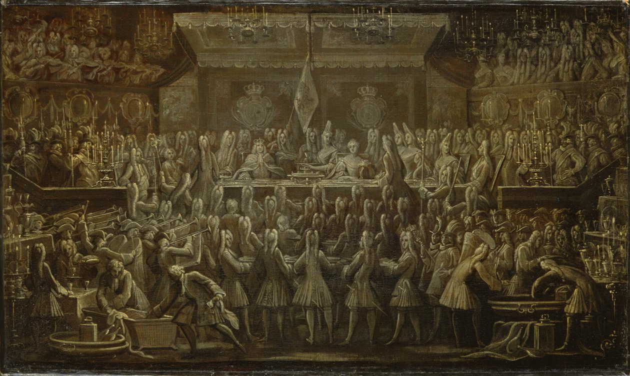 Cena di incoronazione prussiana per Federico I, 1701 da Johann Friedrich Wentzel