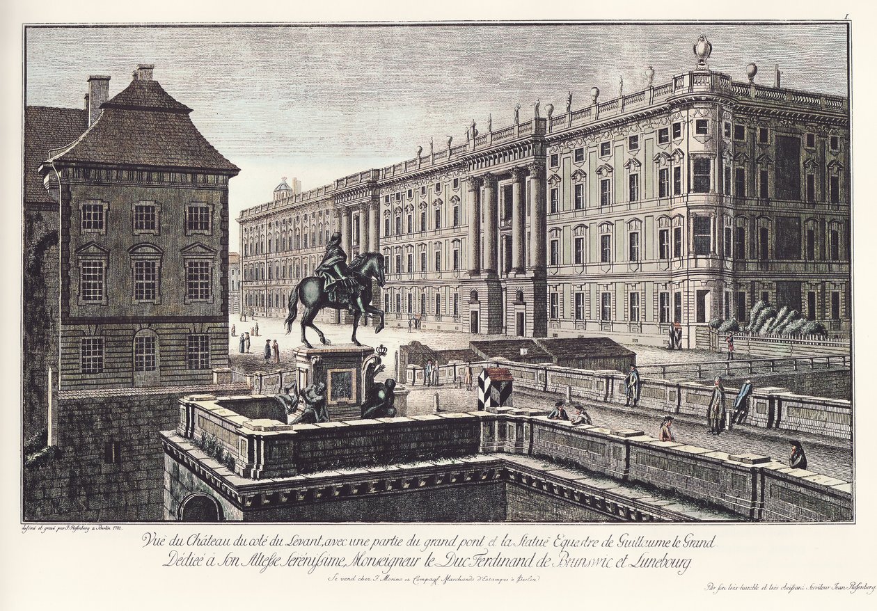 Vista del castello con il ponte lungo, Berlino vecchia da Johann Georg Rosenberg