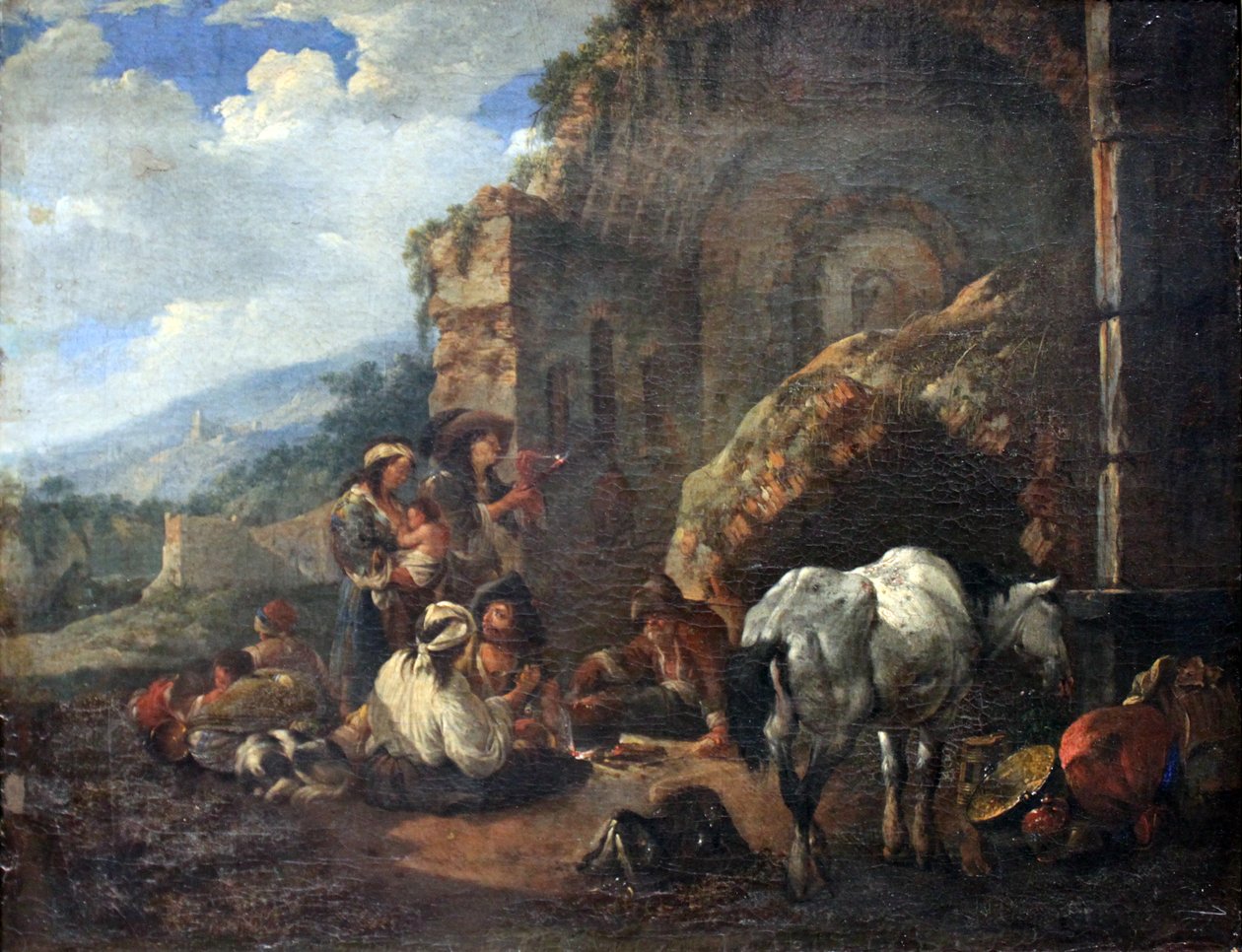 Accampamento zingaro in una rovina romana da Johann Heinrich Roos