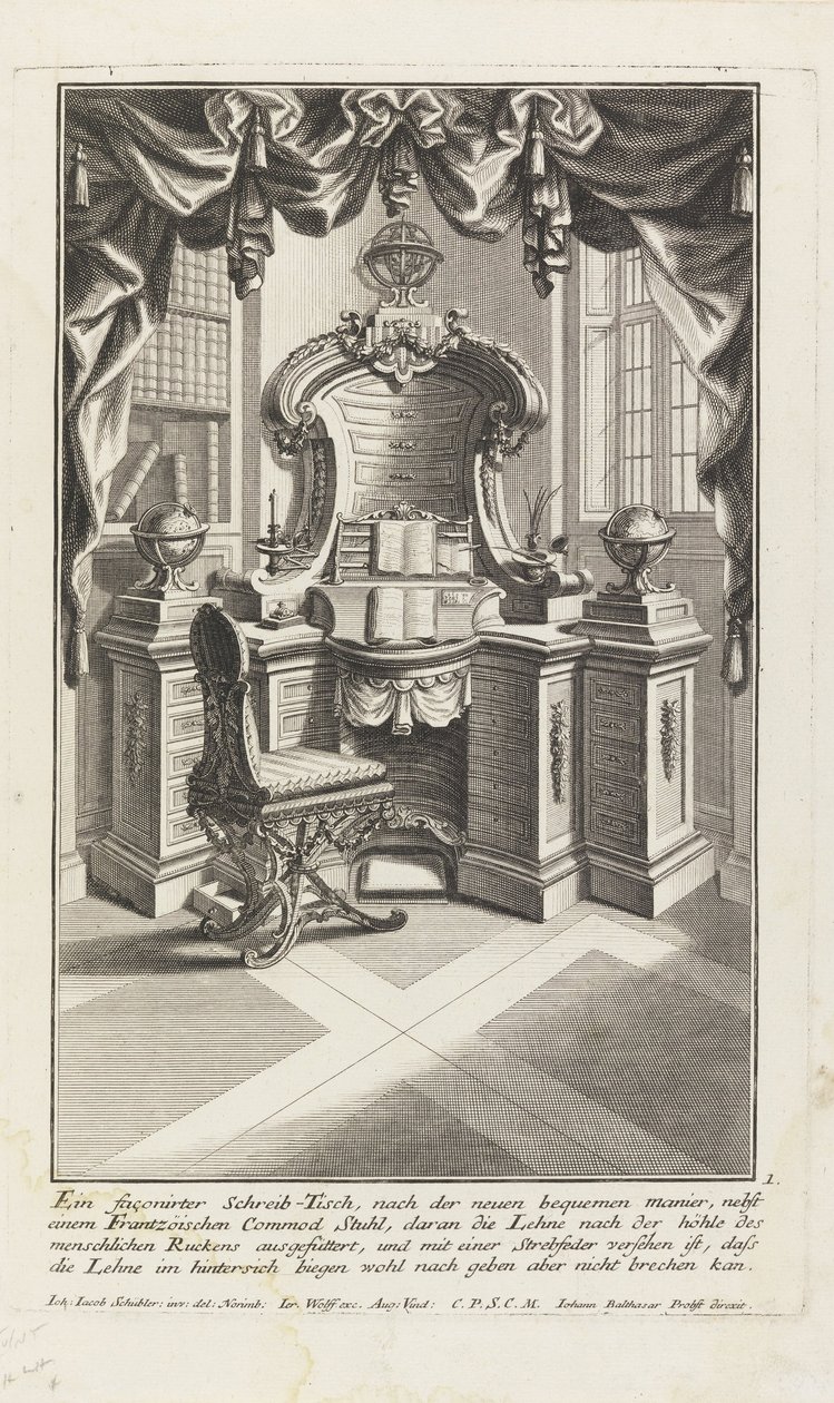 Scrivania e sedia da Johann Jacob Schubler