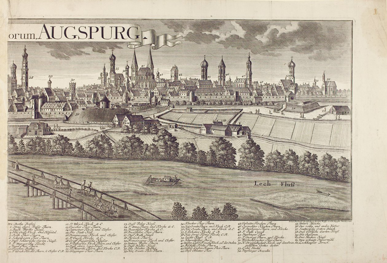 Vista panoramica di Augusta da Johann Thomas Kraus