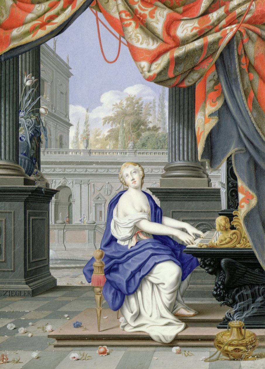 Santa Cecilia seduta che suona un organo da Johann Ziegler