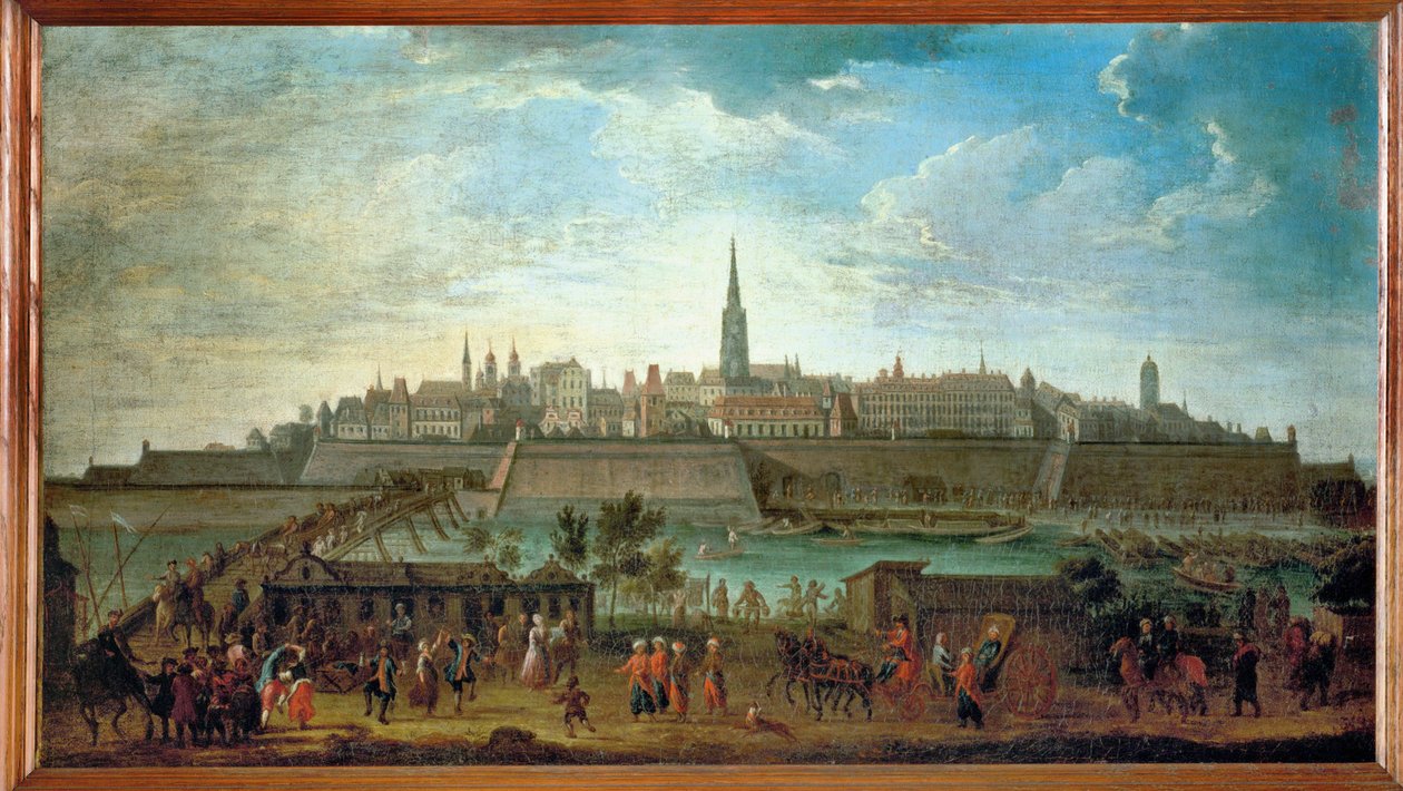 Vienna vista dalla porta Rotenturm ... (olio su tela) da Johann Adam Delsenbach