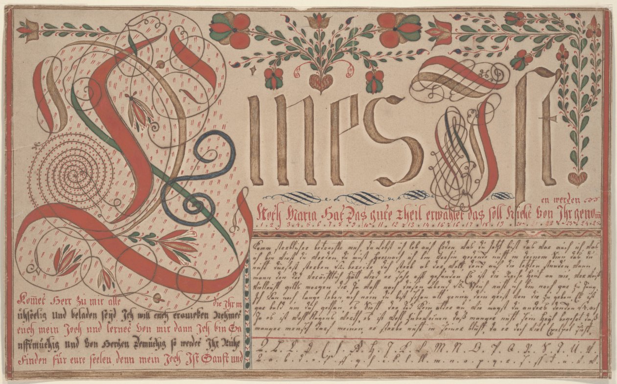 Esercizio di scrittura Vorschrift per Esther Hadmänn da Johann Adam Eyer
