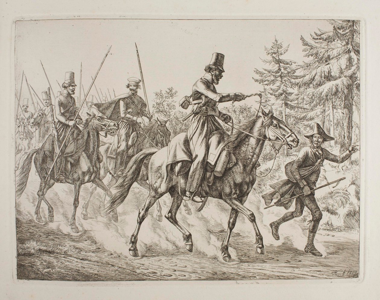 Una truppa di cosacchi con una guida ebrea da Johann Adam Klein