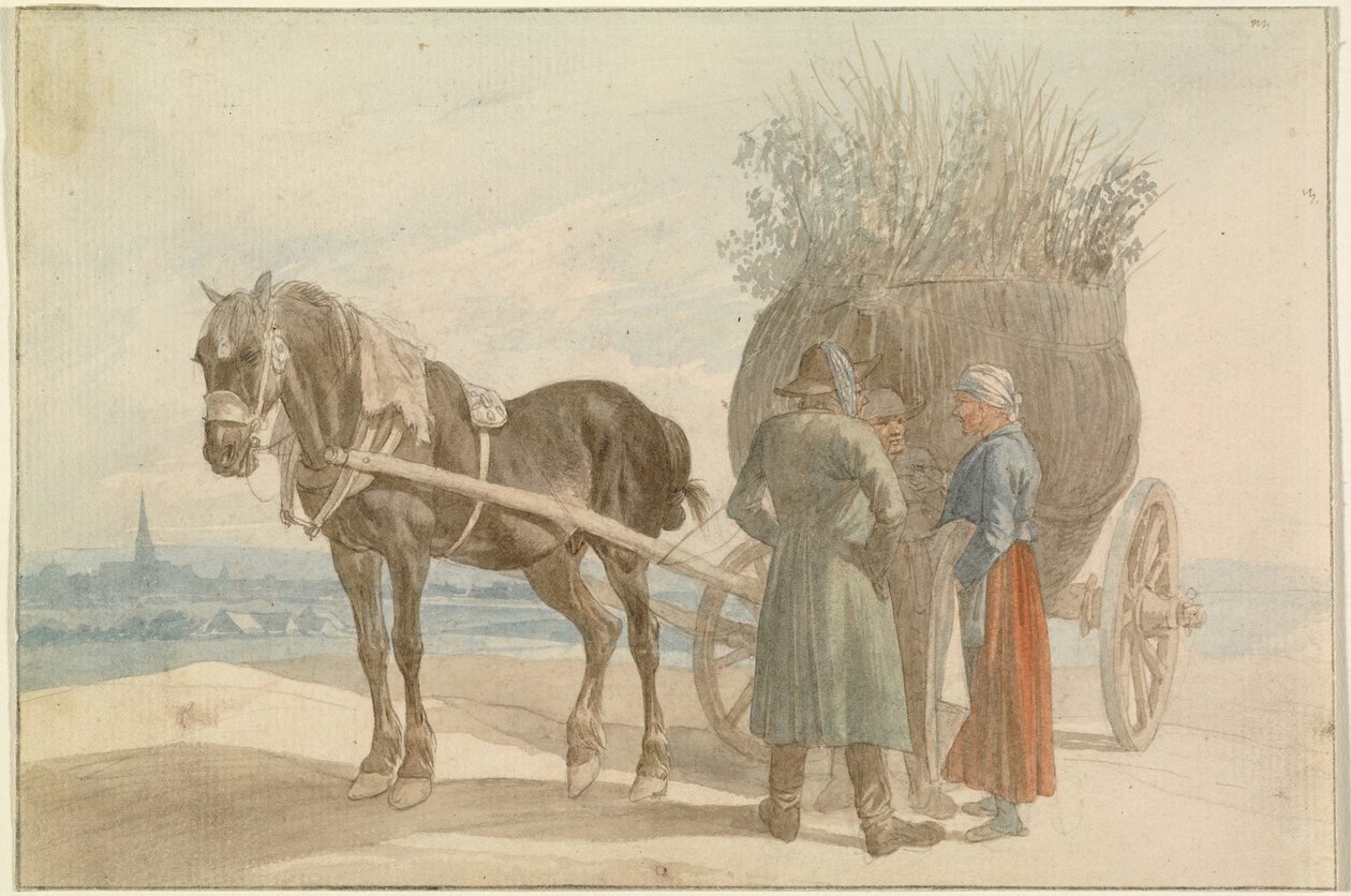Contadini austriaci con cavallo e carro, con vista su Vienna in lontananza da Johann Adam Klein
