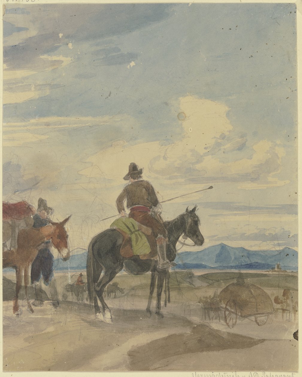 Contadino a cavallo e mulattiere della Campagna romana da Johann Adam Klein
