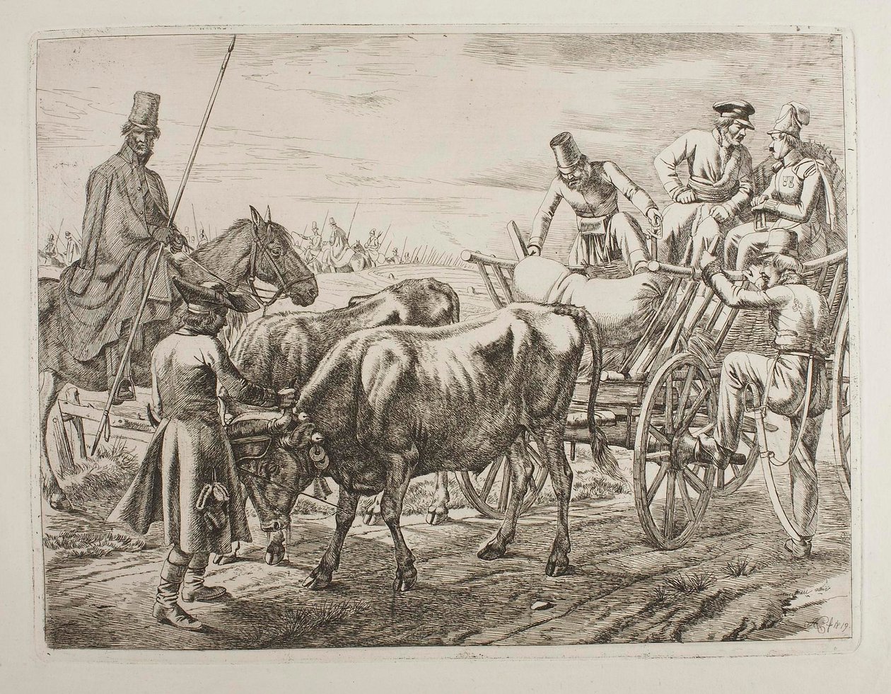 Cosacchi entrano in un carro da Johann Adam Klein