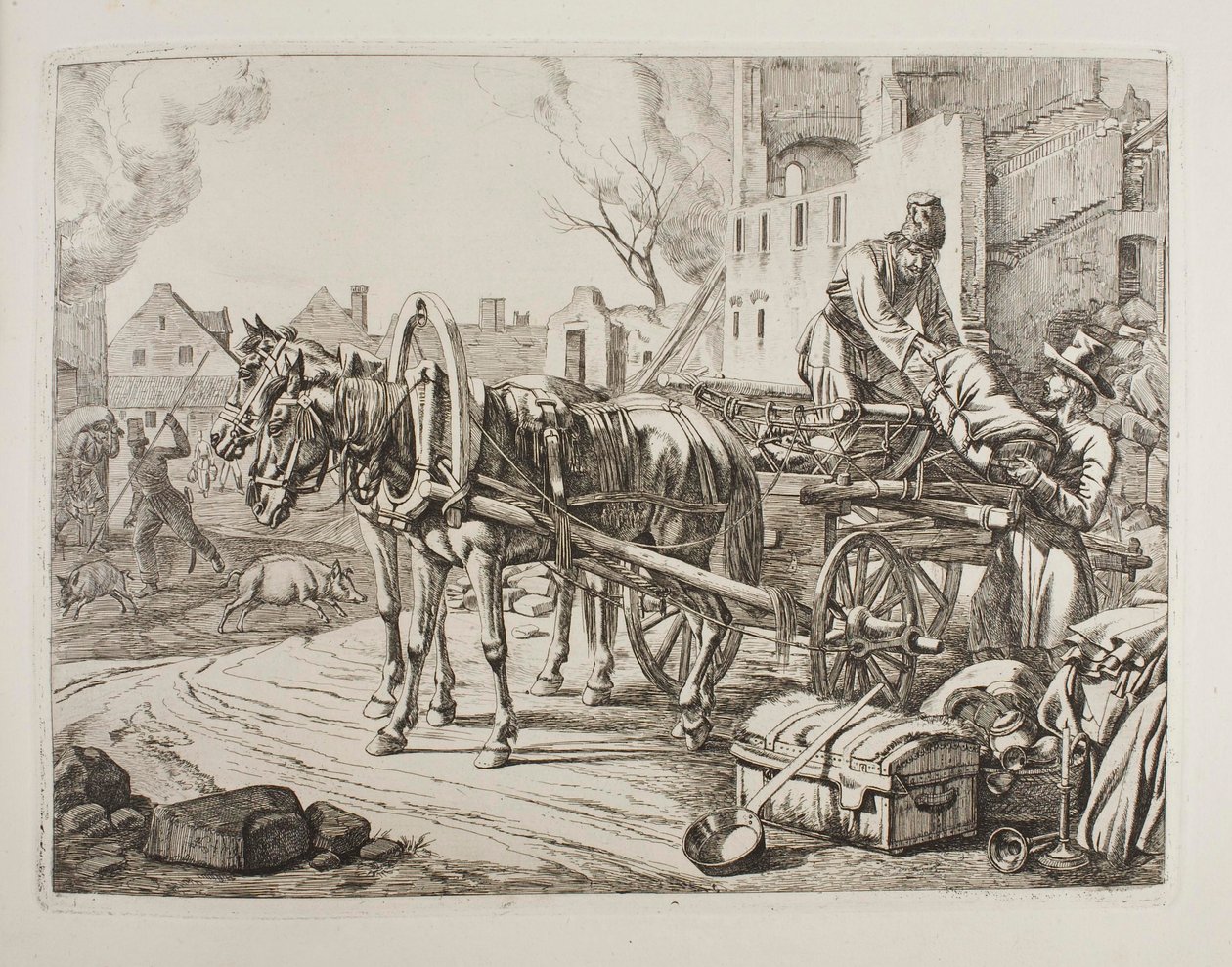 Cosacchi che saccheggiano in una città da Johann Adam Klein