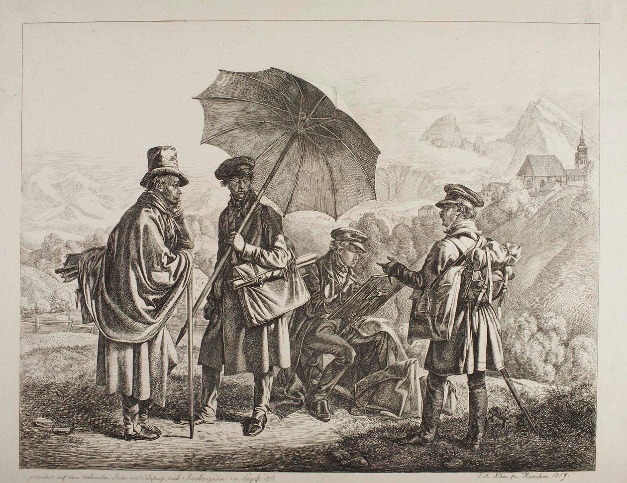 Ernst Welker, Johann Christoph Erhard e i fratelli Heinrich e Friedrich Philipp Reinhold in un viaggio suggestivo da Salisburgo a Berchtesgaden nell’agosto del 1818 da Johann Adam Klein