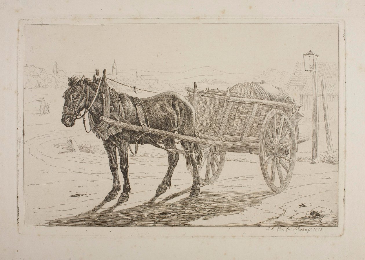 Un cavallo trainava un carretto della birra da Johann Adam Klein