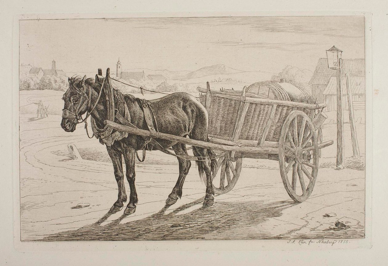 Cavallo con carro della birra da Johann Adam Klein