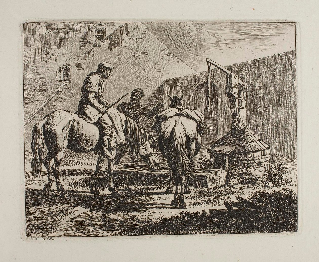 Cavalli vicino a un pozzo da Johann Adam Klein