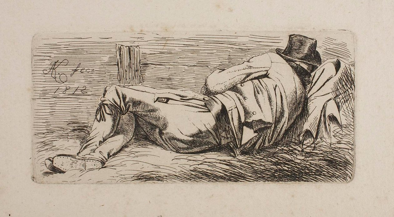 Uomo addormentato su una portantina da Johann Adam Klein