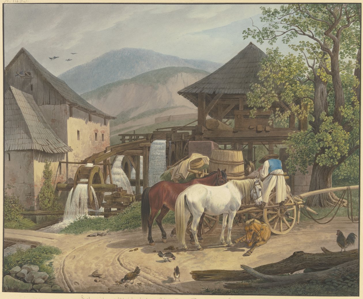 Mulino da taglio e macinazione nella valle di Stickelberg, presso Wiener Neustadt, al confine ungherese da Johann Adam Klein