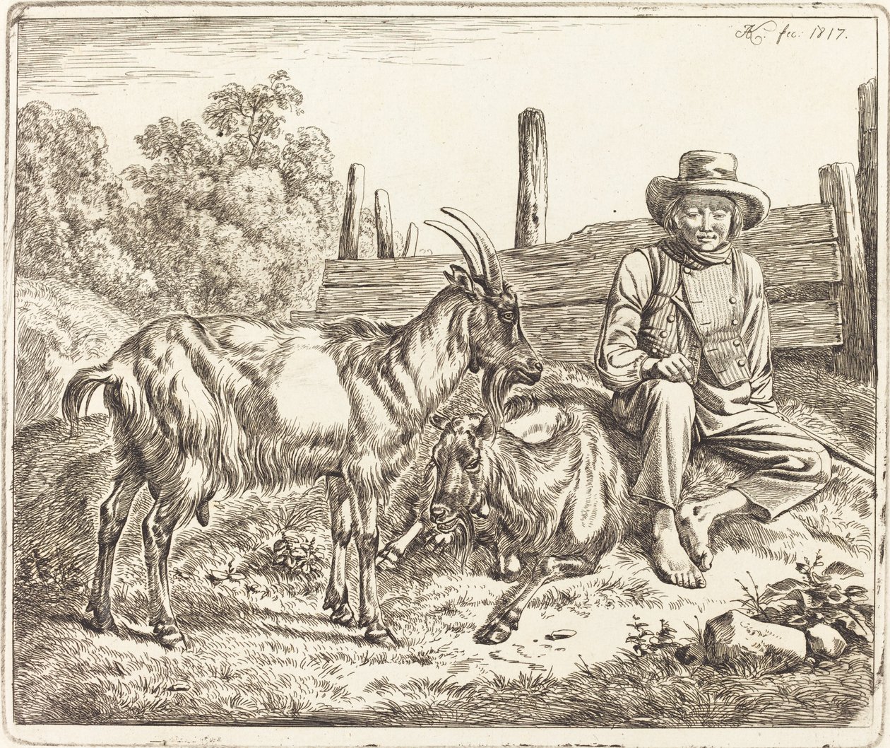 Pastorello con due capre da Johann Adam Klein
