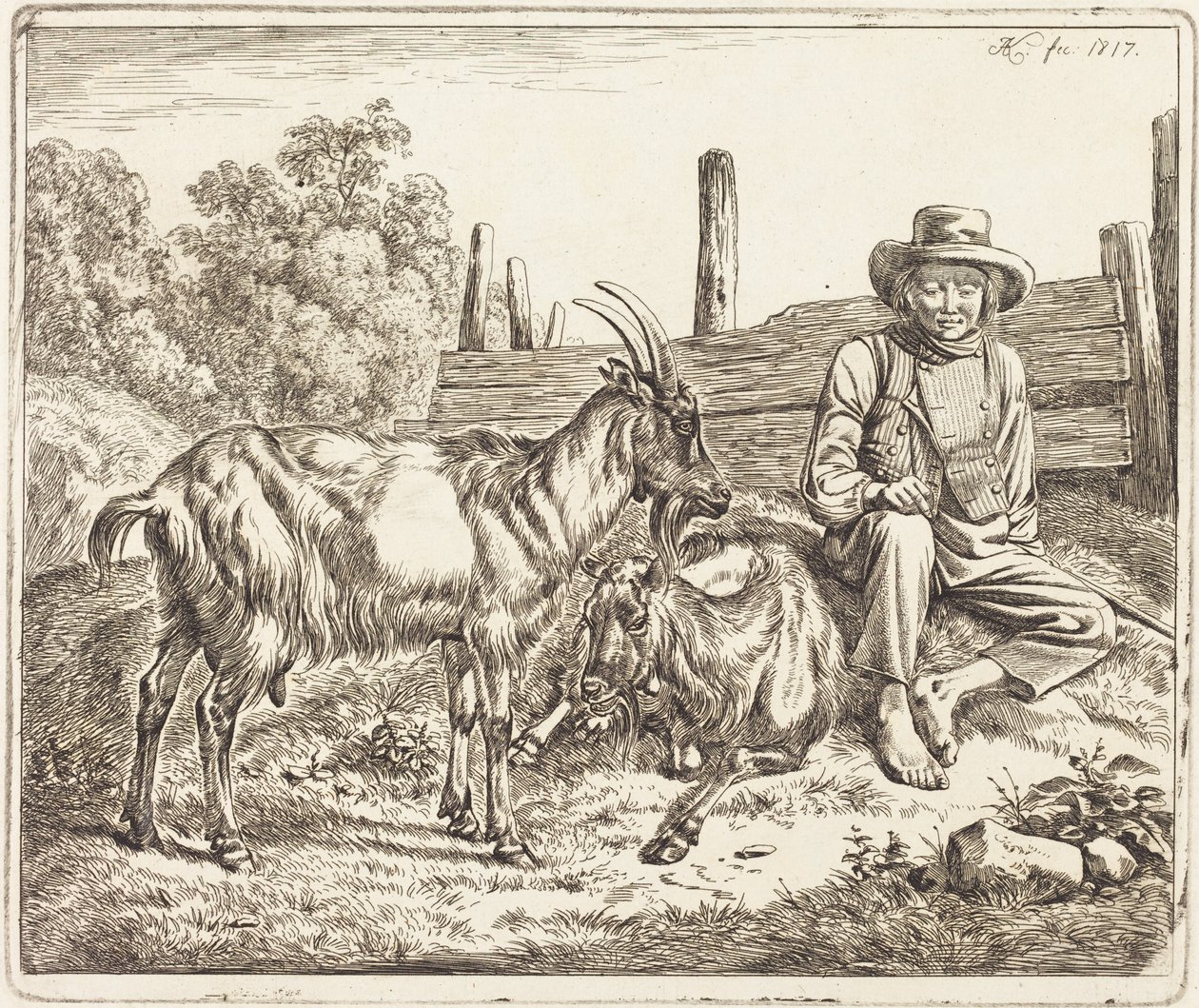Giovane pastore con due capre da Johann Adam Klein