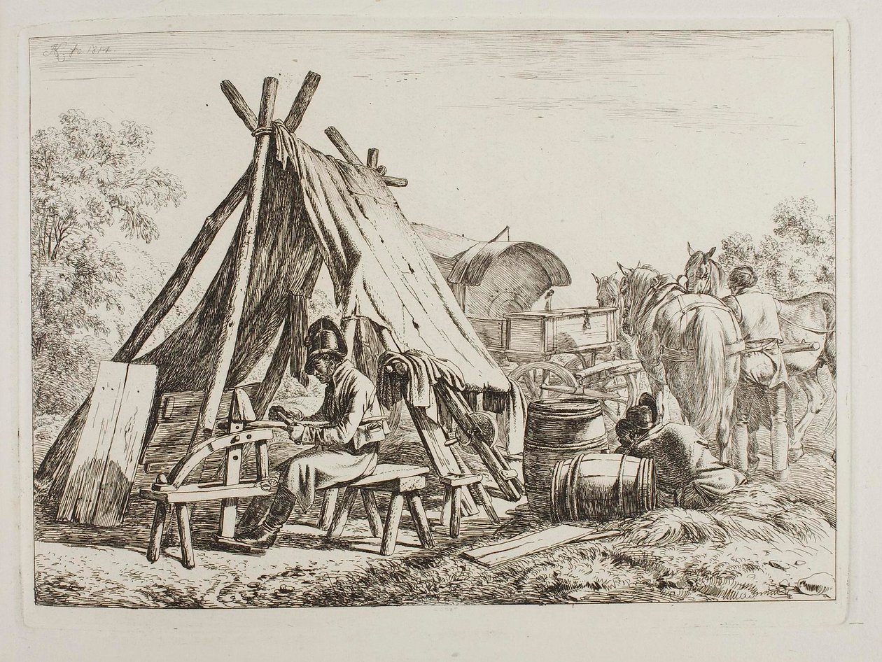 Soldati in un accampamento militare da Johann Adam Klein