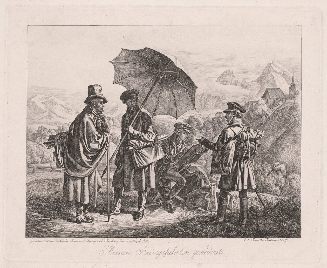 Gli Artisti nel Loro Viaggio, 1819 da Johann Adam Klein