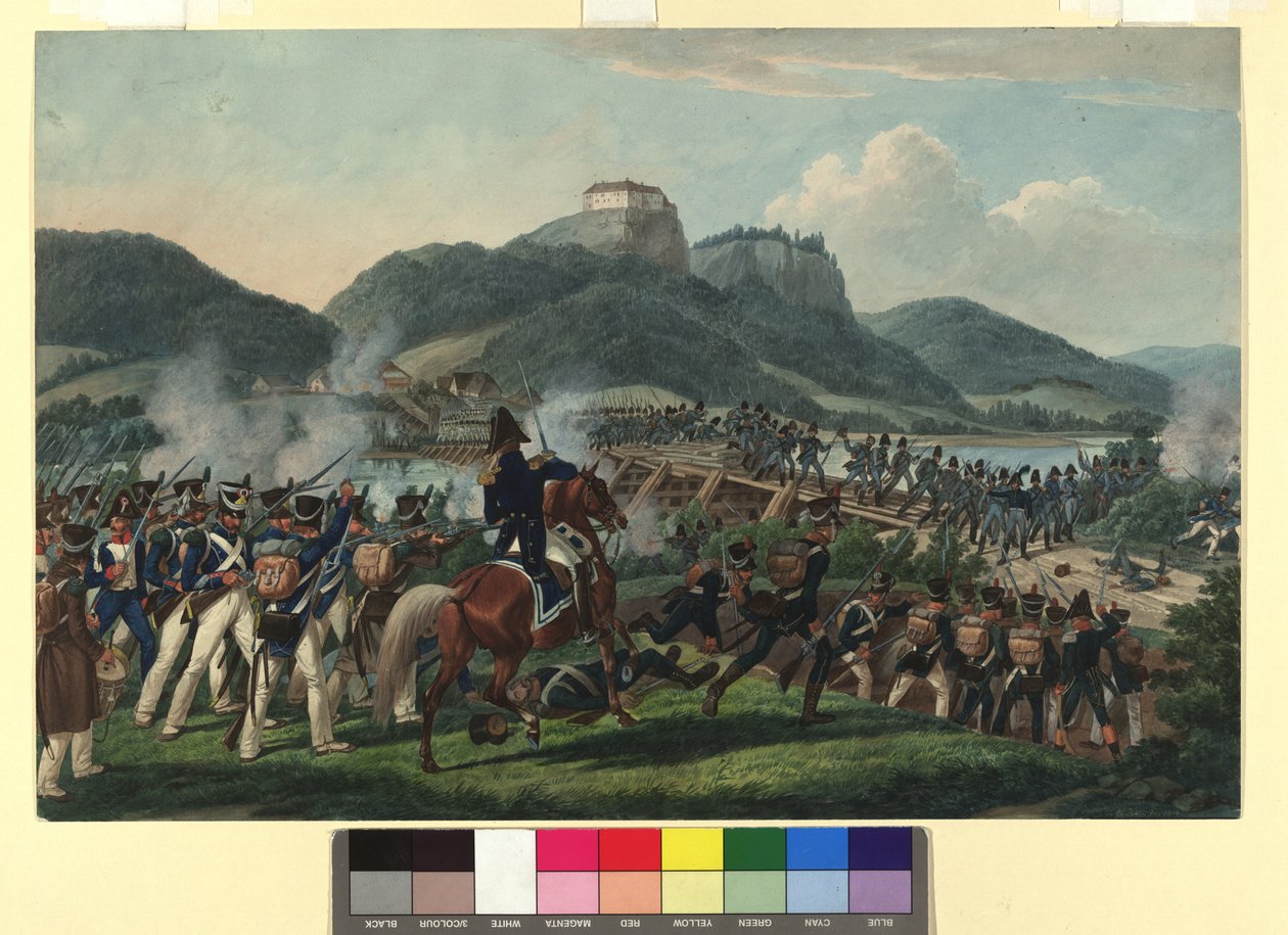 Passaggio delle truppe austriache sotto il barone Hiller presso Hollenburg sulla Drava il 19 settembre 1813 da Johann Adam Klein