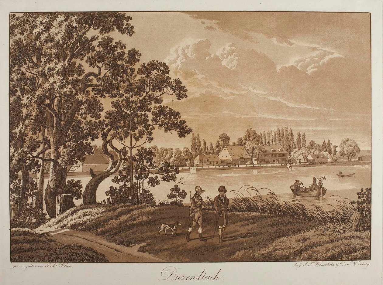 Vista del Duzendteich nei pressi di Norimberga da Johann Adam Klein