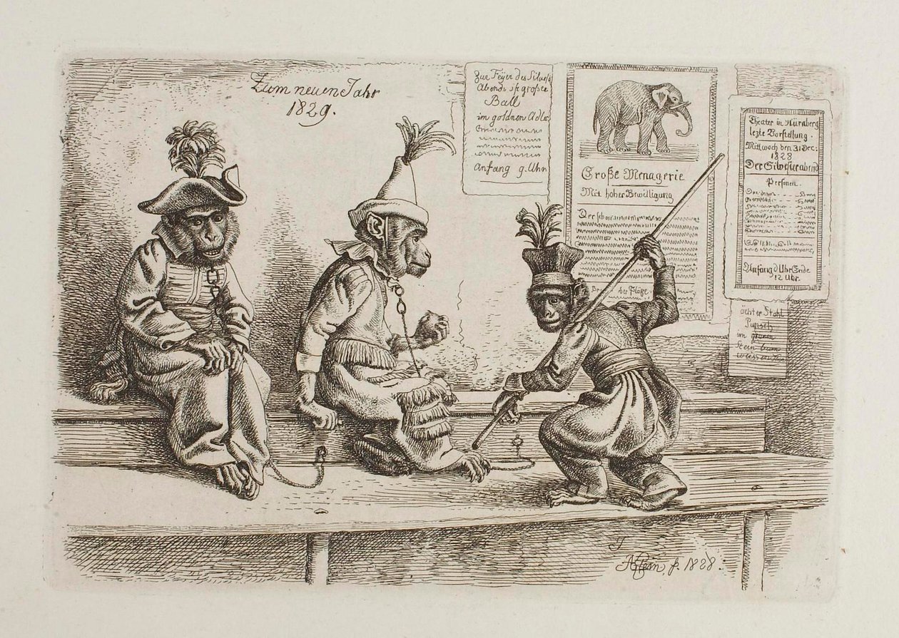 Per il nuovo anno 1829. Scimmie da Johann Adam Klein