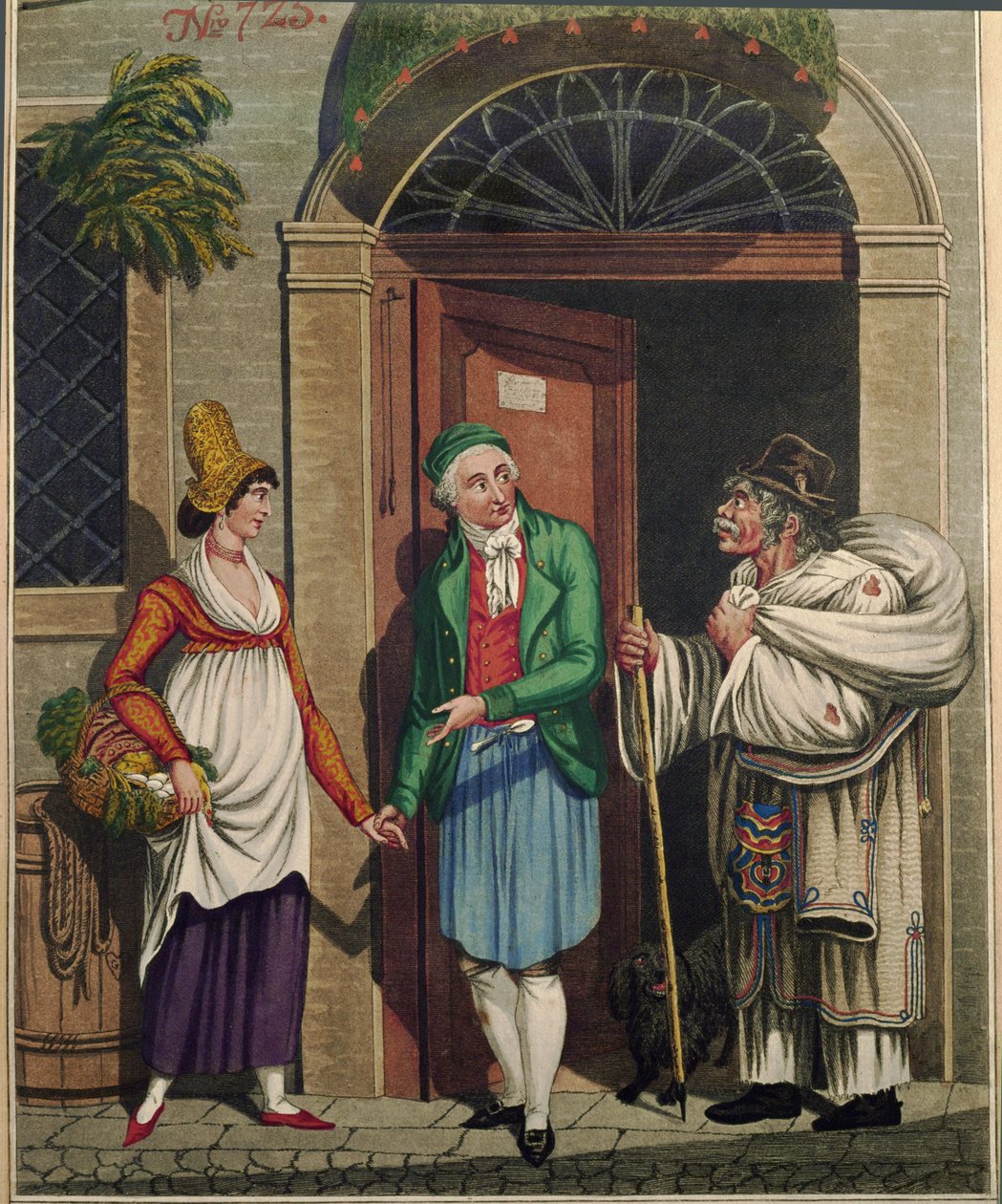 Cuoco e maggiordomo con commercianti croati che vendono biancheria, da una serie di tipi viennesi ... da Johann Adolph Opitz