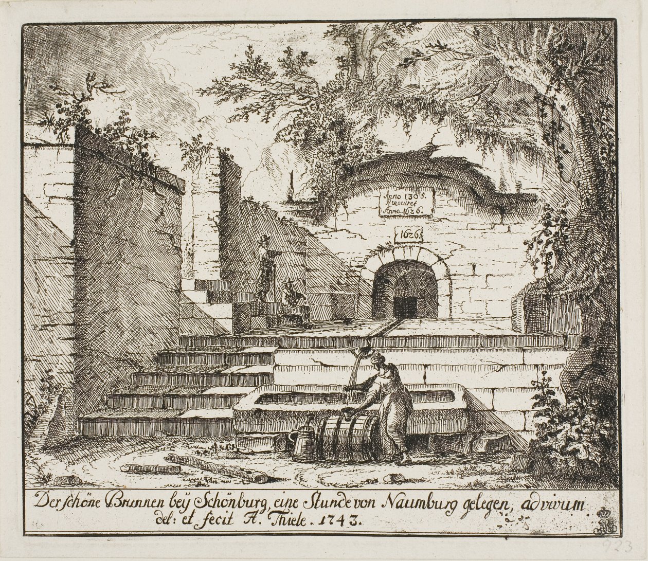 La bella fontana vicino a Schönburg da Johann Alexander Thiele