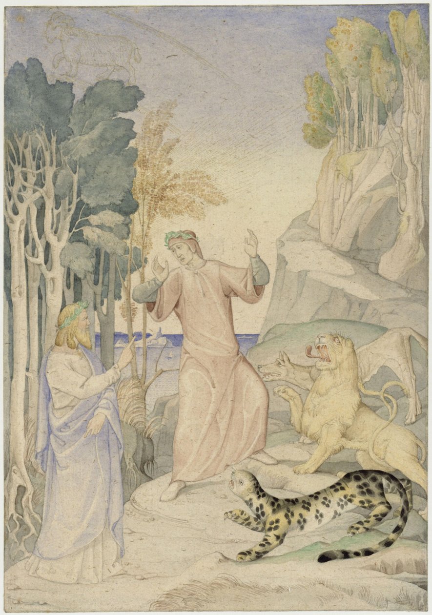 Dante e Virgilio davanti alle tre bestie selvagge all
