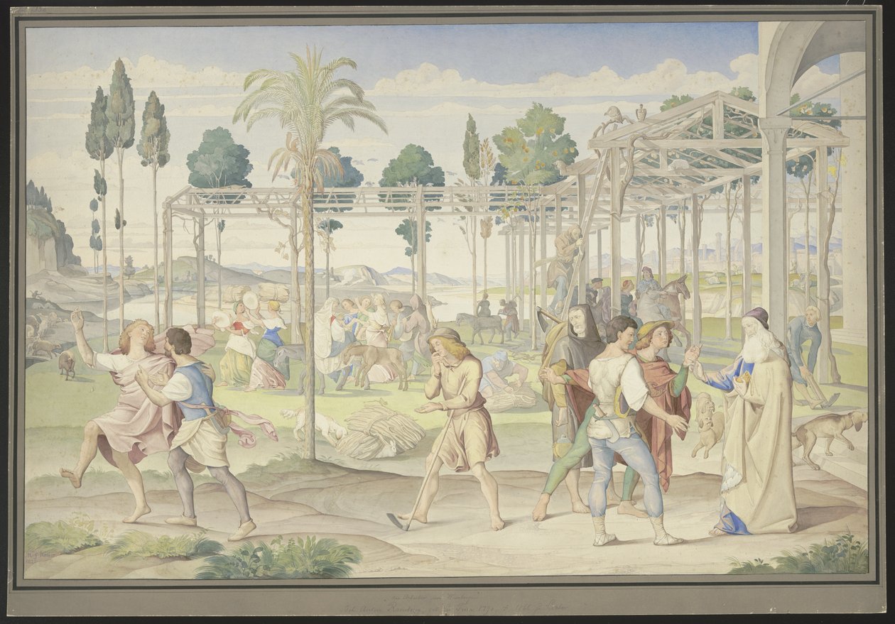 Ispirata alla parabola dei lavoratori nella vigna, al “Giardino di Vertumno” di Primaticcio e al “Regno di Flora” di Poussin da Johann Anton Ramboux