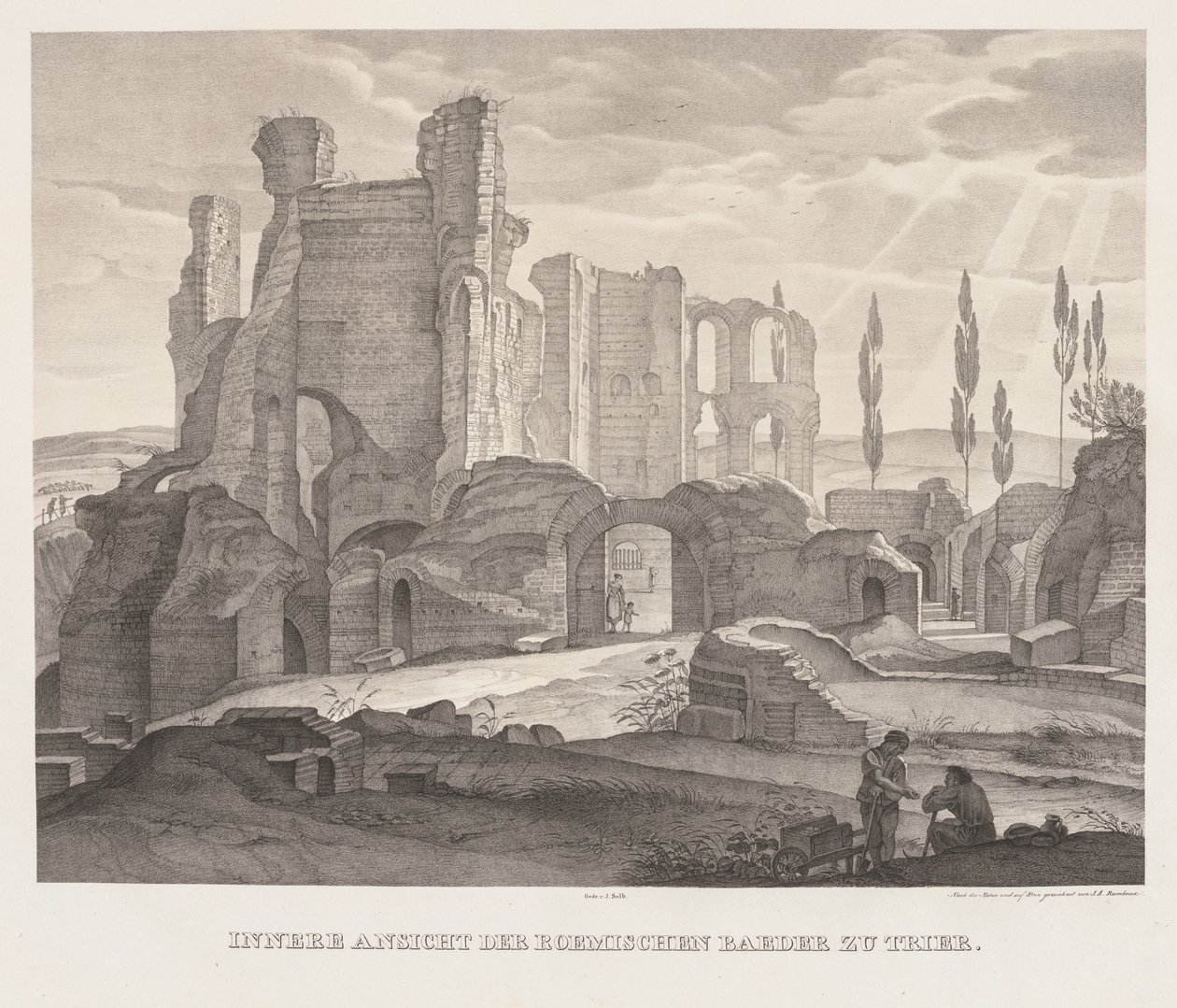 Veduta interna delle terme romane a Treviri da Johann Anton Ramboux