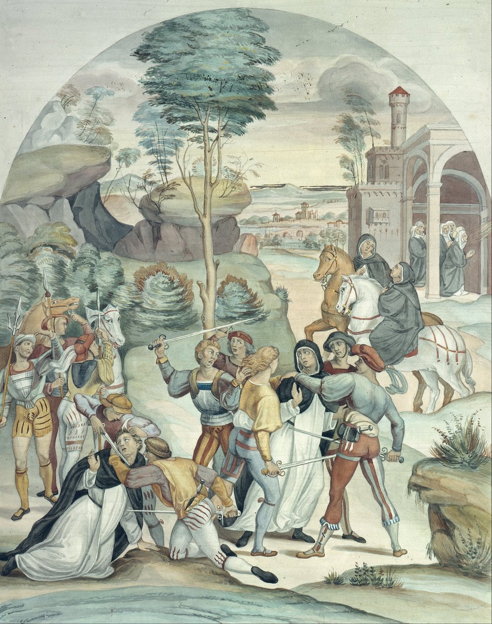 Santa Caterina da Siena salva due domenicani dalle mani dei rapinatori da Johann Anton Ramboux