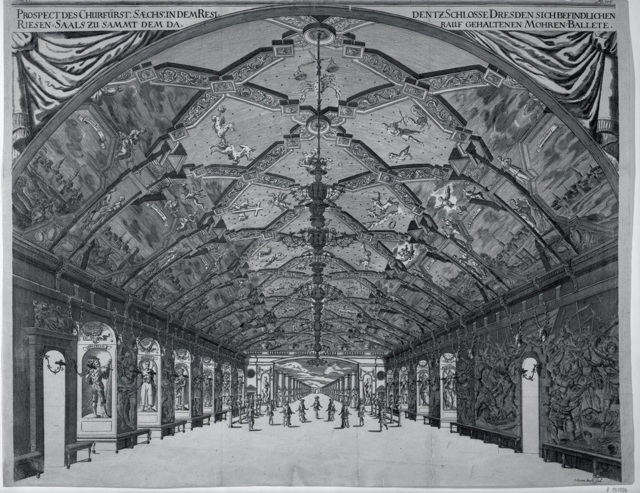 La Sala dei Giganti con il balletto moresco a Dresda nel 1678 da Johann Atzelt