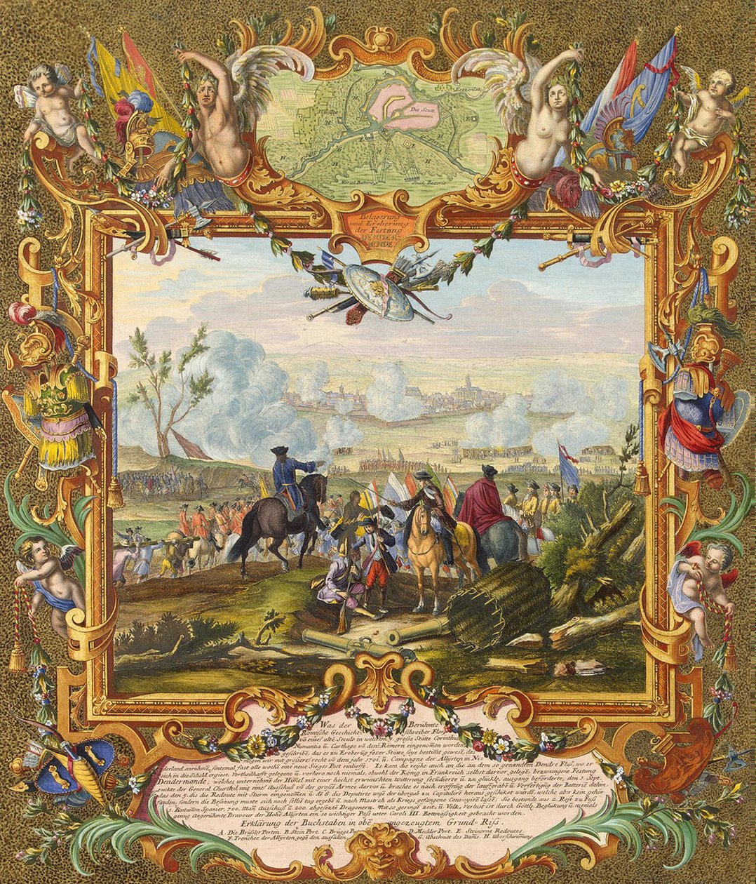 Cattura della Fortezza di Audenarde da parte delle truppe alleate nel 1708, inizio XVIII secolo da Johann August Corvinus