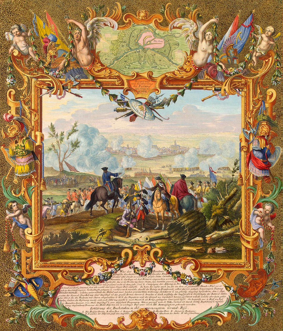 Cattura della fortezza di Audenarde da parte delle truppe alleate nel 1708, inizio XVIII secolo da Johann August Corvinus