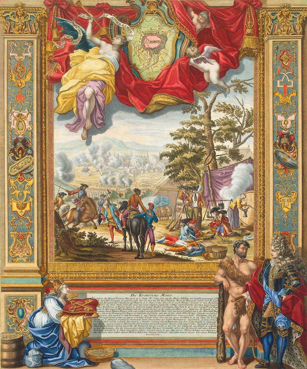 Assedio di Mons da parte delle truppe alleate nel 1709, inizio XVIII secolo da Johann August Corvinus